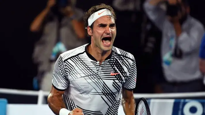 Pictured: Roger Federer celebrates winning the 2017 Australian Open