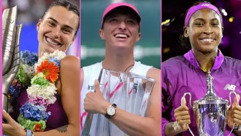 L-R: WTA Tour stars Aryna Sabalenka, Iga Swiatek, and Coco Gauff.