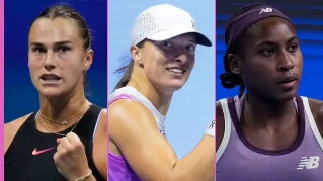 Pictured L-R: WTA tennis players Aryna Sabalenka, Iga Swiatek, and Coco Gauff.