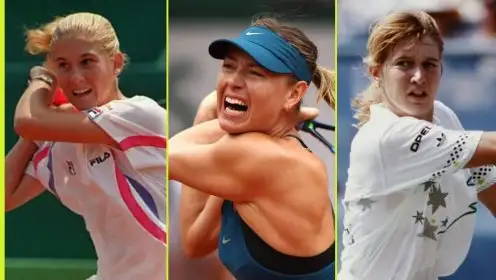 Pictured: WTA legends Monica Seles, Maria Sharapova, and Steffi Graf.