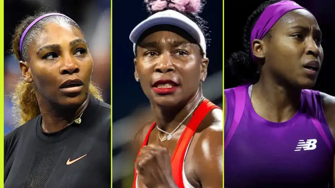 From left to right: Serena Williams, Venus Williams and Coco Gauff