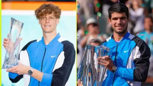 Pictured: Jannik Sinner in Miami, Carlos Alcaraz in Indian Wells.
