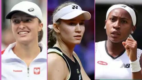 L-R: Iga Swiatek, Elena Rybakina, and Coco Gauff.
