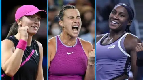L-R: Iga Swiatek, Aryna Sabalenka, Coco Gauff