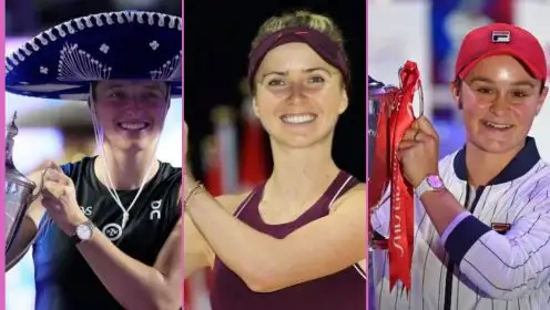 Pictured L-R: WTA Finals champions Iga Swiatek, Elina Svitolina, and Ashleigh Barty.