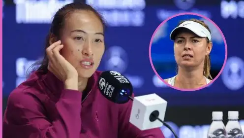 Pictured: Zheng Qinwen and Maria Sharapova