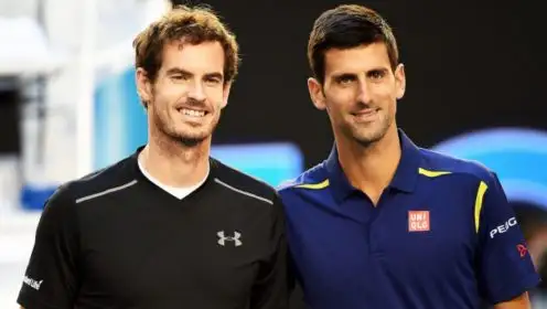 Pictured: Andy Murray and Novak Djokovic pre-match.