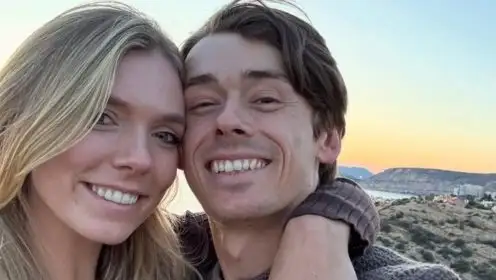 Pictured: Katie Boulter and Alex de Minaur announcing their engagement.