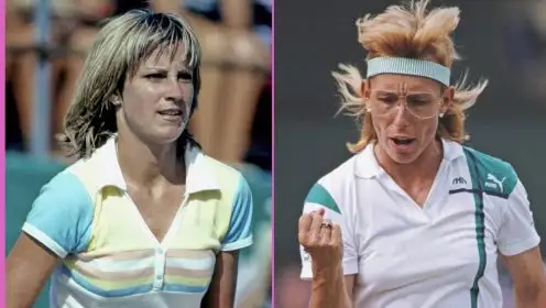 Chris Evert and Martina Navratilova in action