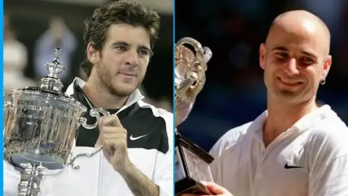 L-R: Juan Martin del Potro and Andre Agassi.