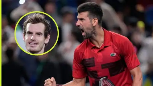 Novak Djokovic fistpumps during a match.