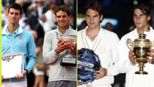 Novak Djokovic and Rafael Nadal at Roland Garros, Roger Federer and Rafael Nadal at Wimbledon