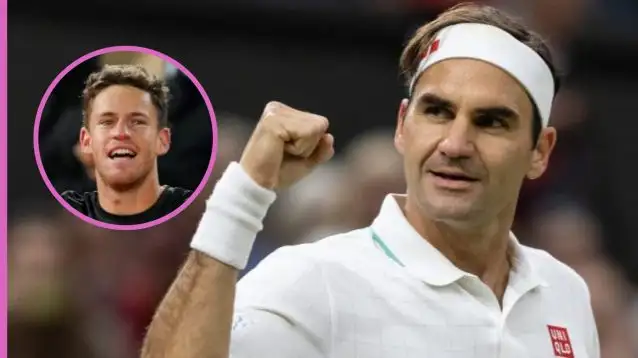 Pictured: Roger Federer and Diego Schwartzman.