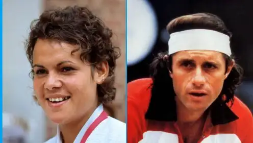 L-R: Evonne Goolagong and Guillermo Vilas.