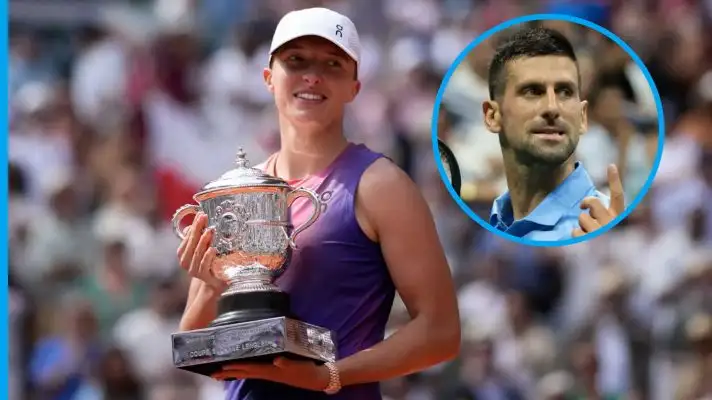 Pictured: Iga Swiatek and Novak Djokovic