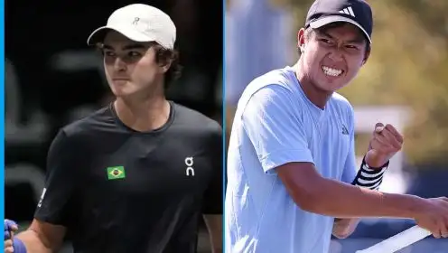L-R: Next Gen ATP Finals finalists Joao Fonseca and Learner Tien.