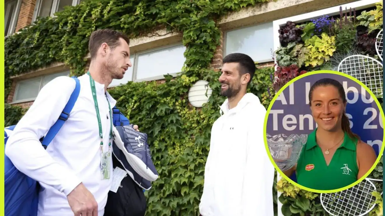 Andy Murray, Novak Djokovic and Jodie Burrage