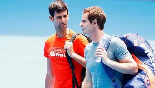 Novak Djokovic and Andy Murray on court