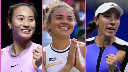 L-R: Zheng Qinwen, Jasmine Paolini, and Jessica Pegula