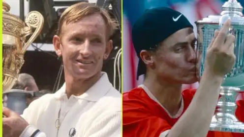 L-R: Rod Laver and Lleyton Hewitt.