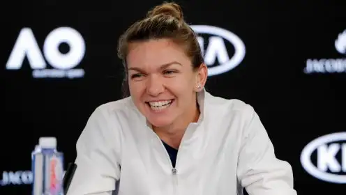 Simona Halep smiling at an Australian Open press conference.
