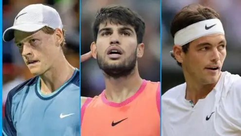 L-R: Jannik Sinner, Carlos Alcaraz, and Taylor Fritz.