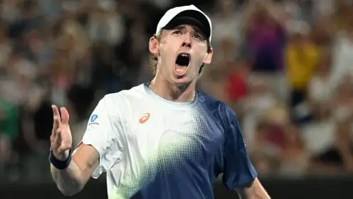 Alex de Minaur celebrates