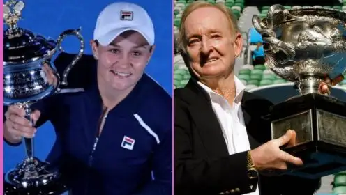 L-R: Ashleigh Barty and Rod Laver.