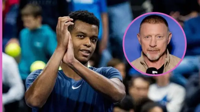 Pictured: Boris Becker and Giovanni Mpetshi Perricard