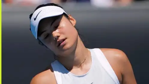 Emma Raducanu reacts during a match