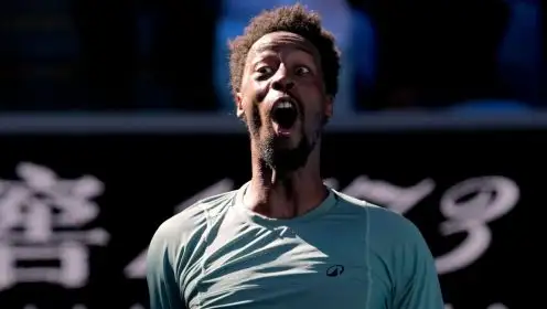 Pictured: Gael Monfils celebrates at the Australian Open.