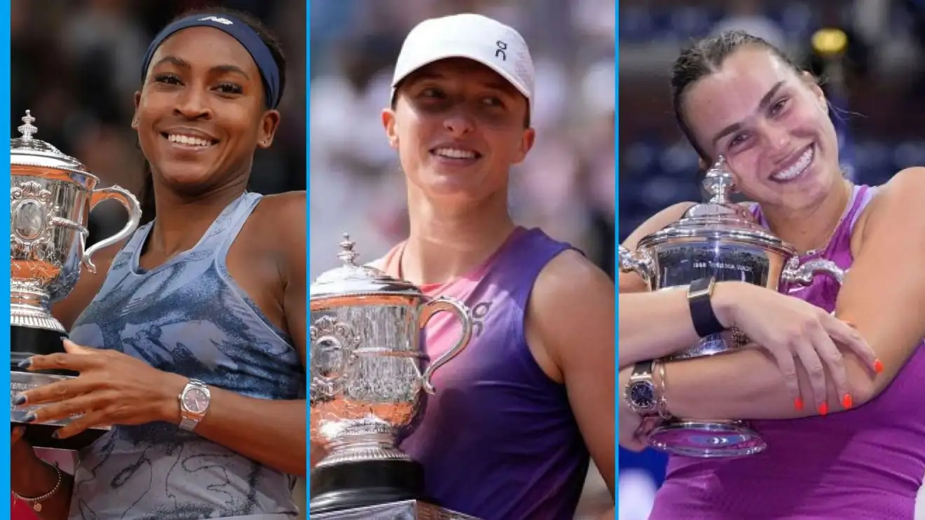 L-R: Coco Gauff, Iga Swiatek, and Aryna Sabalenka.