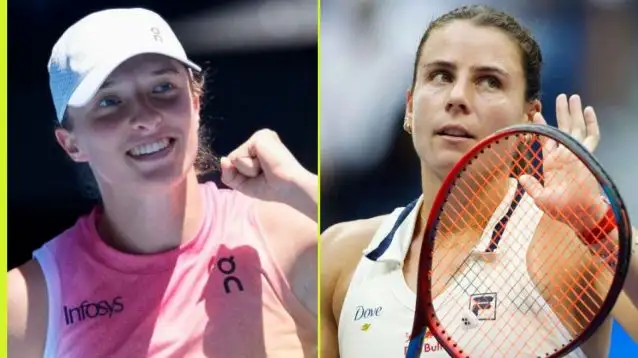 L-R: Iga Swiatek and Emma Navarro.