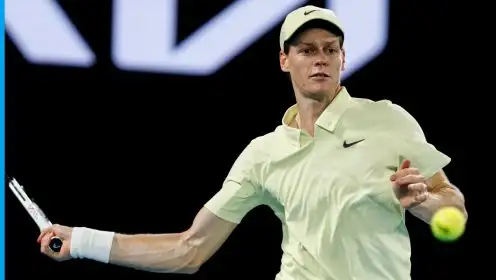Jannik Sinner hits a forehand at the Australian Open