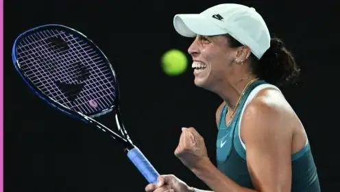 Madison Keys celebrates reaching the Australian Open final