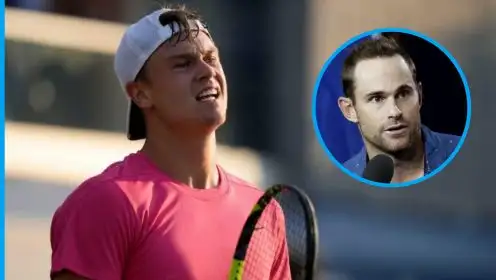 Pictured: Holger Rune and Andy Roddick.