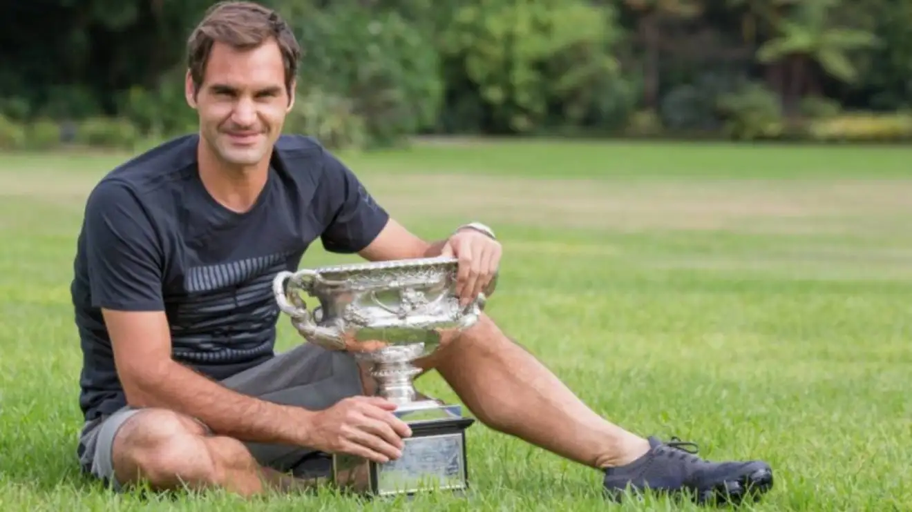 Pictured: Roger Federer after his 2018 Australian Open victory.