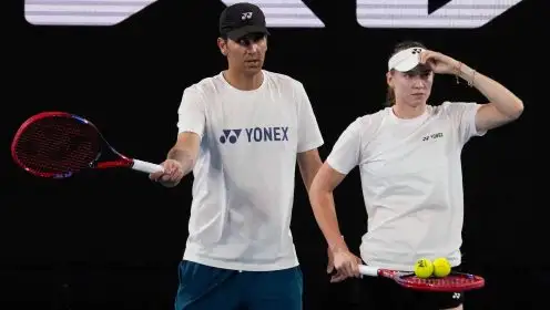 Pictured: Elena Rybakina and Stefano Vukov at the 2024 Australian Open.
