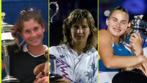 L-R: Monica Seles, Steffi Graf, and Aryna Sabalenka.