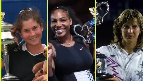 L-R: Monica Seles, Serena Williams, and Steffi Graf at the Australian Open.