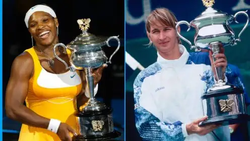 L-R: Serena Williams and Steffi Graf at the Australian Open.