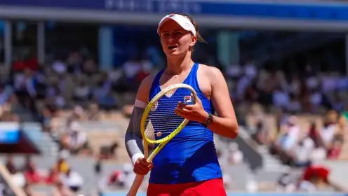 Barbora Krejcikova grimaces during the Olympics