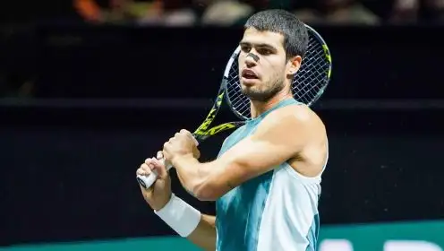 Carlos Alcaraz in action at the Rotterdam Open