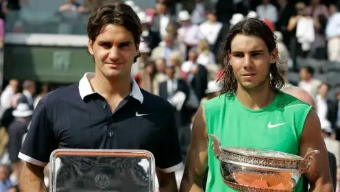 Pictured: Roger Federer and Rafael Nadal at the 2008 French Open.