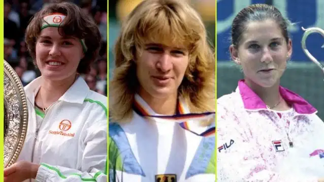 L-R: Martina Hingis, Steffi Graf, and Monica Seles.