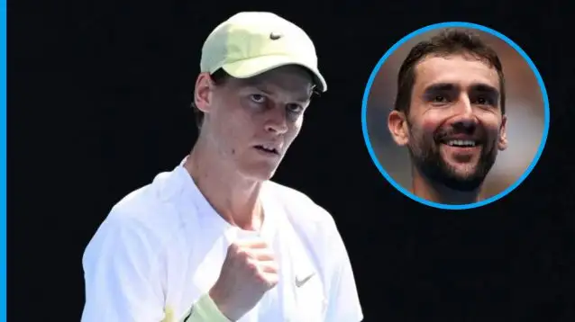 Pictured: Jannik Sinner and Marin Cilic.