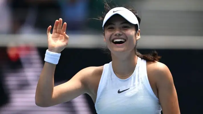 Raducanu celebrates her win