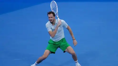 Daniil Medvedev hitting a forehand