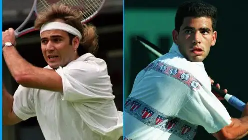 L-R: Andre Agassi and Pete Sampras.