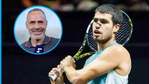 Pictured: Carlos Alcaraz and Alex Corretja.